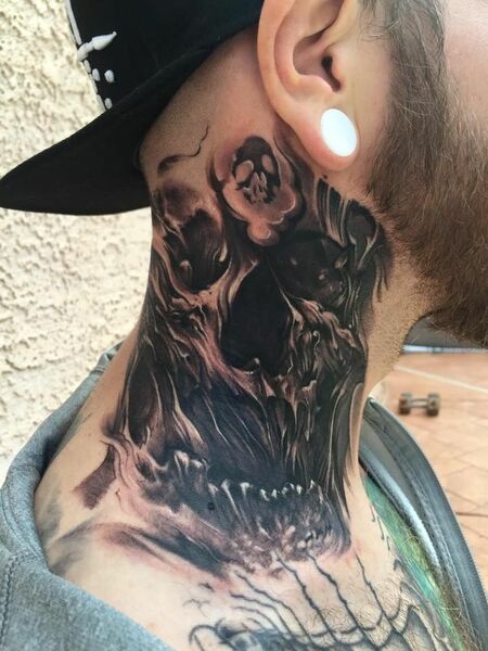 Skull Neck Tattoo