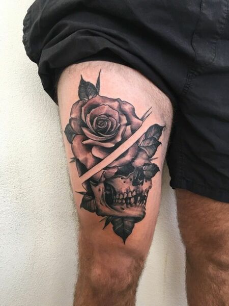 Skull Thigh Tattoo 1