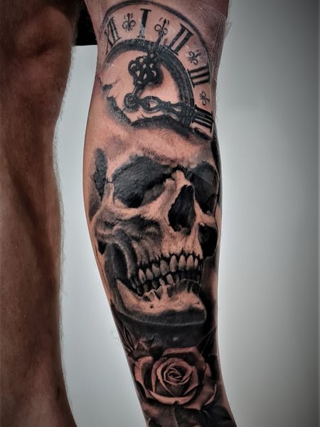 Skull and Clock Tattoo