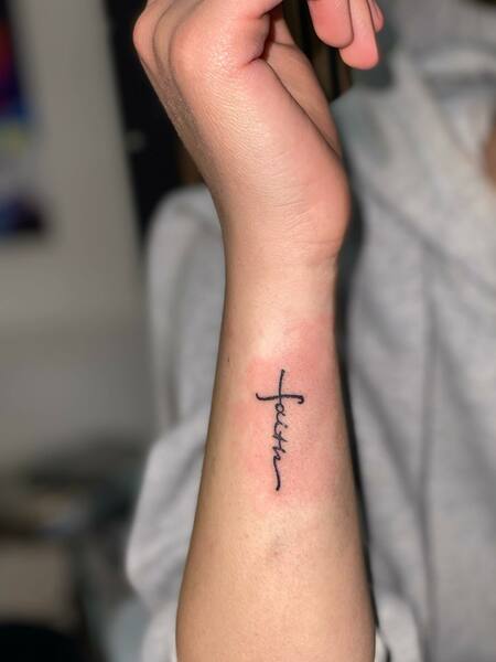 Small Faith Cross Tattoo