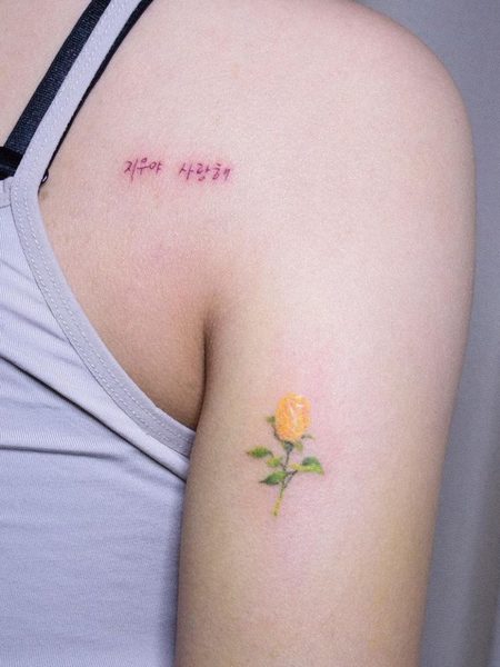 Small Yellow Rose Tattoo