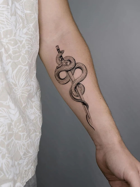 Snake and Sword Tattoo