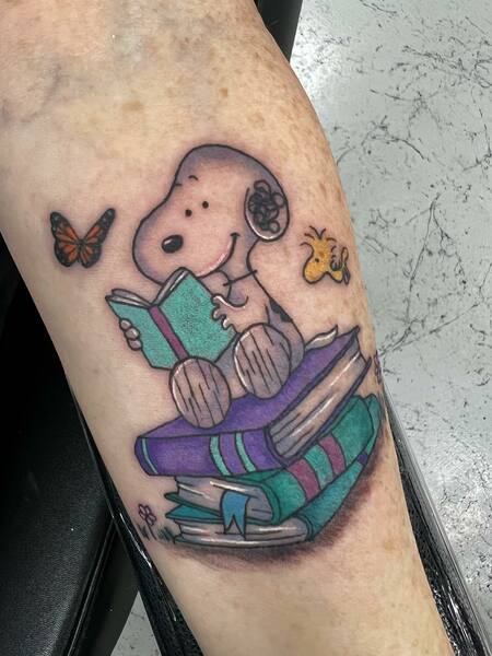 Snoopy Book Tattoo