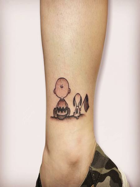 Snoopy Tattoo On Ankle