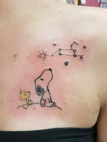 Snoopy Tattoo On Chest