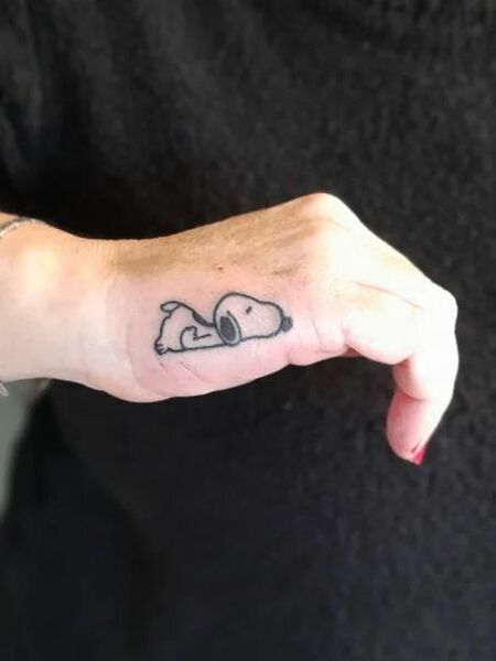 Snoopy Tattoo On Hand