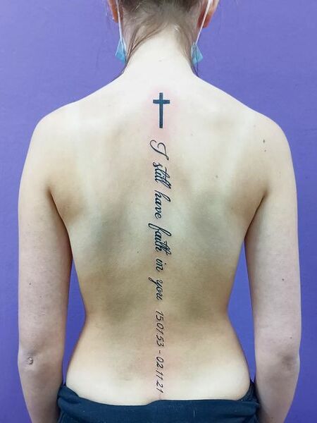 Spine Faith Cross Tattoo