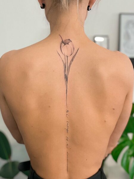 Spine Tulip Tattoo