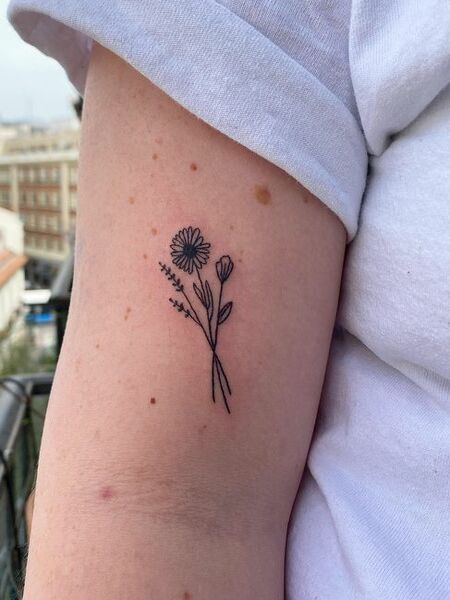 Stick And Poke Flower Tattoo