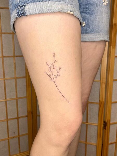 Stick And Poke Leg Tattoo