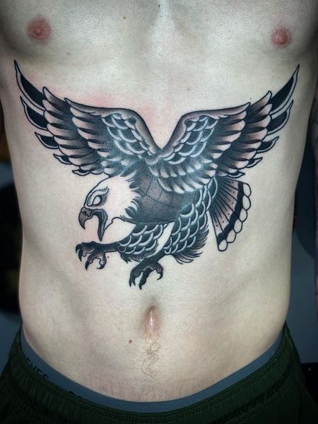 Stomach Eagle Tattoo