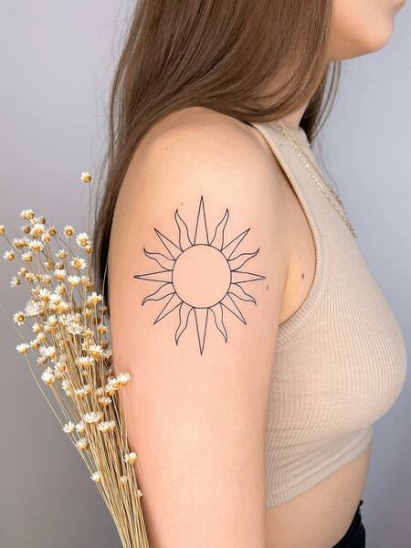 Sun Shoulder Tattoo