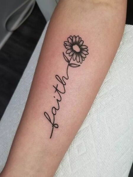 Sunflower Faith Cross Tattoo