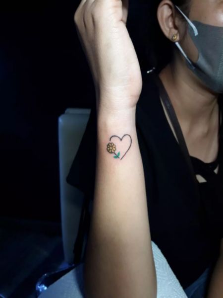 Sunflower Heart Tattoo