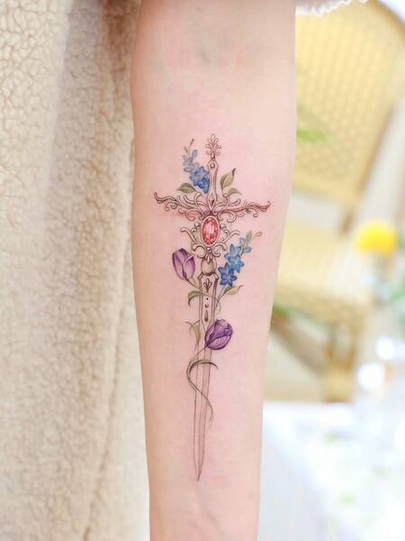 Sword Tulip Tattoo