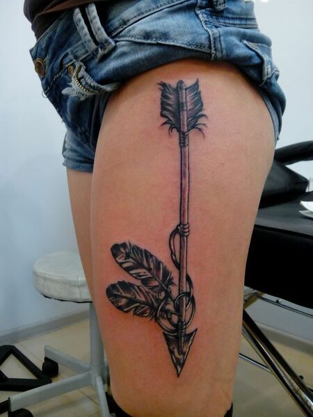Thigh Arrow Tattoo