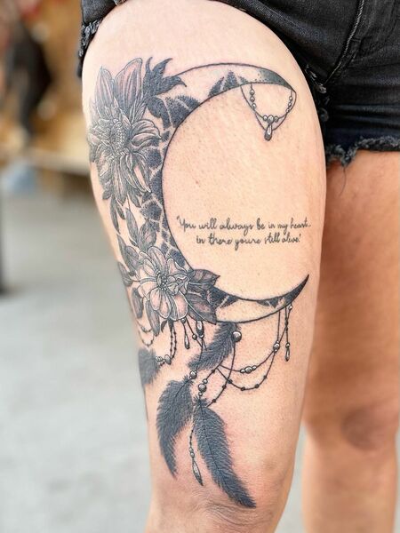 Thigh Moon Tattoo