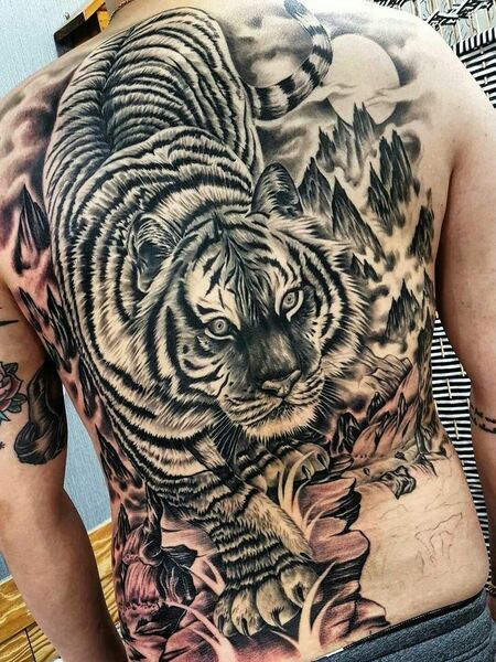 Tiger Back Tattoo