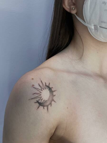 Tiny Sun And Moon Tattoo