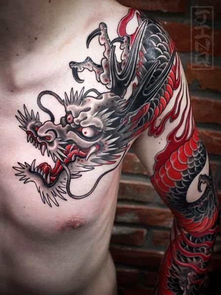 Traditional Japanese Dragon Tattoo