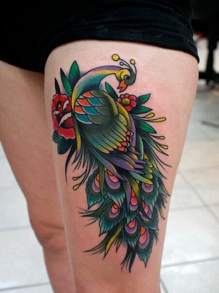 Traditional Thigh Tattoo