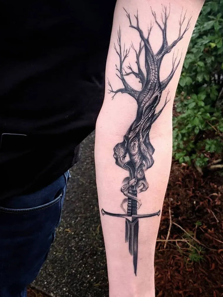 Tree Sword Tattoo