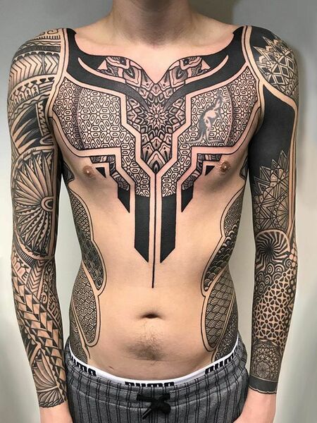 Tribal Chest Tattoo 1