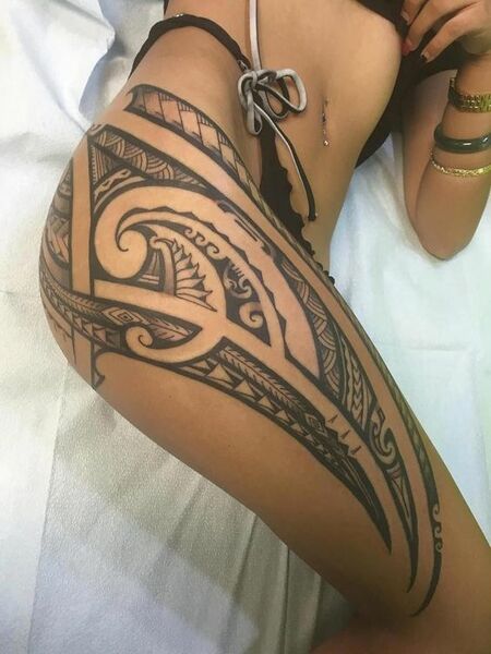 Tribal Thigh Tattoo