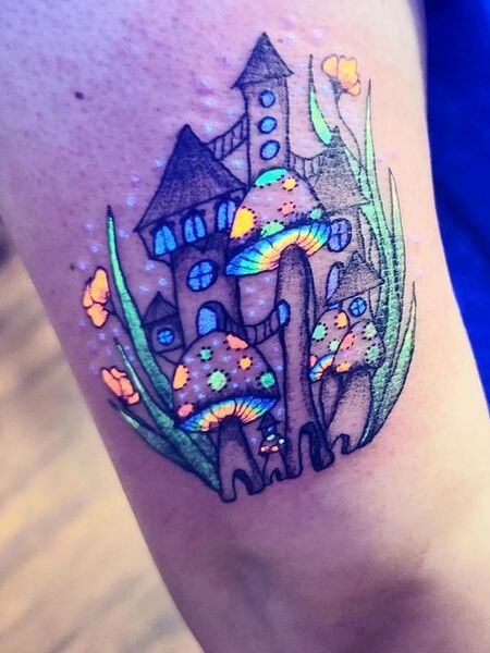 UV Mushroom Tattoo