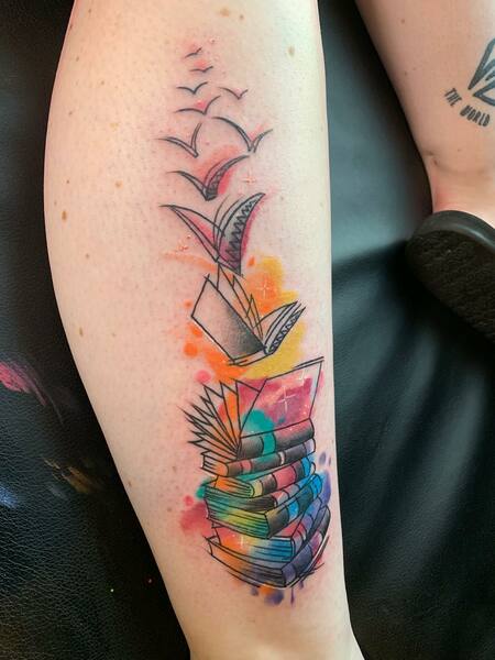 Watercolor Book Tattoo