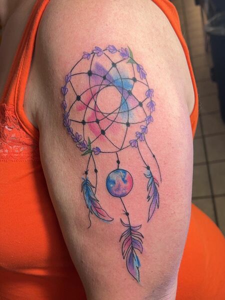 Watercolor Dream Catcher Tattoo