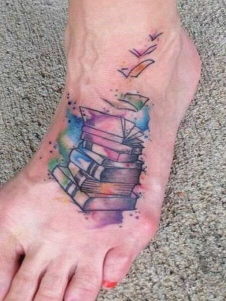 Watercolor Foot Tattoo