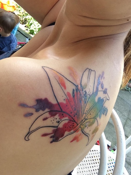 Watercolor Lily Tattoo