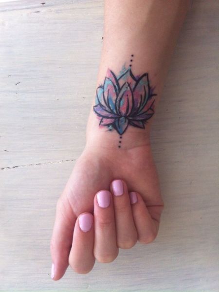 Watercolor Lotus Flower Tattoo