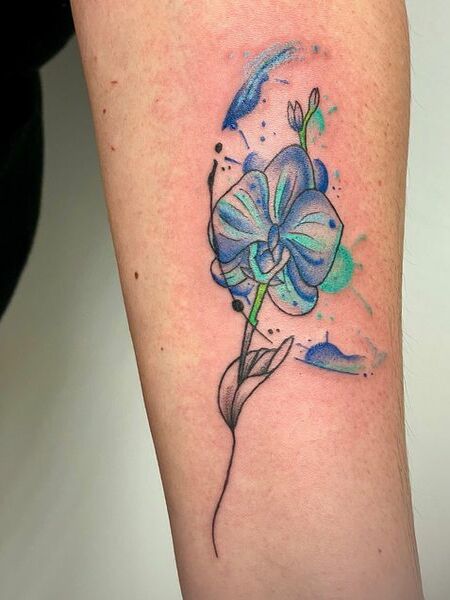 Watercolor Orchid Tattoo