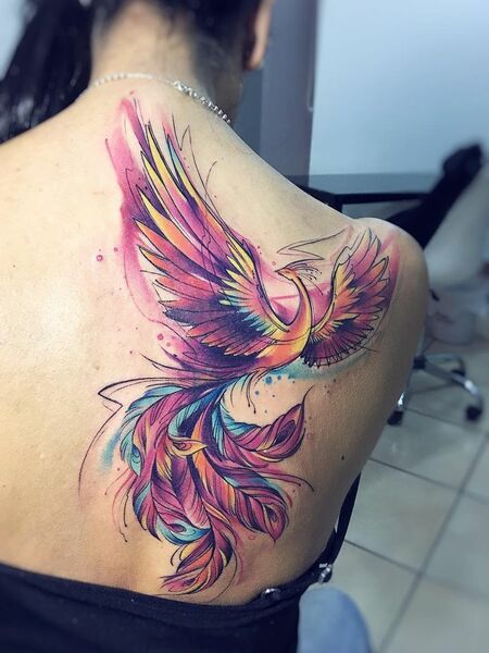 Watercolor Phoenix Tattoo