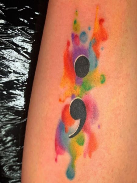 Watercolor Semicolon Tattoo