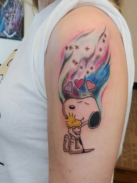 Watercolor Snoopy Tattoo