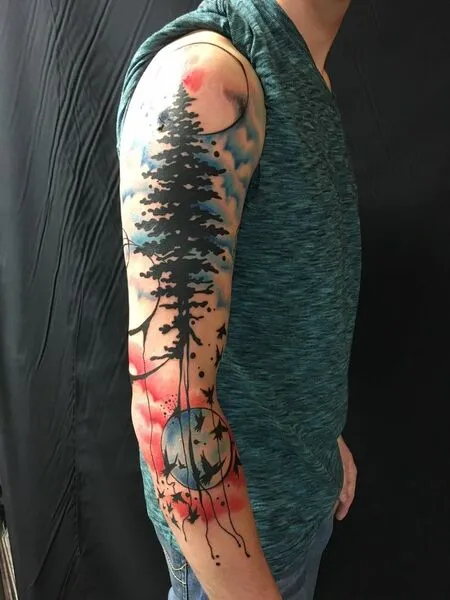 Watercolour Sleeve Tattoo