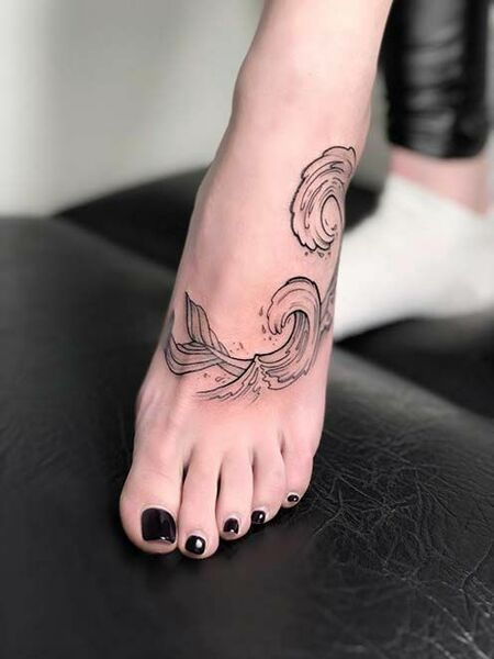 Wave Foot Tattoo