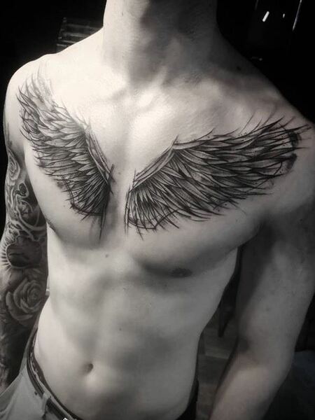 Wings Chest Tattoo