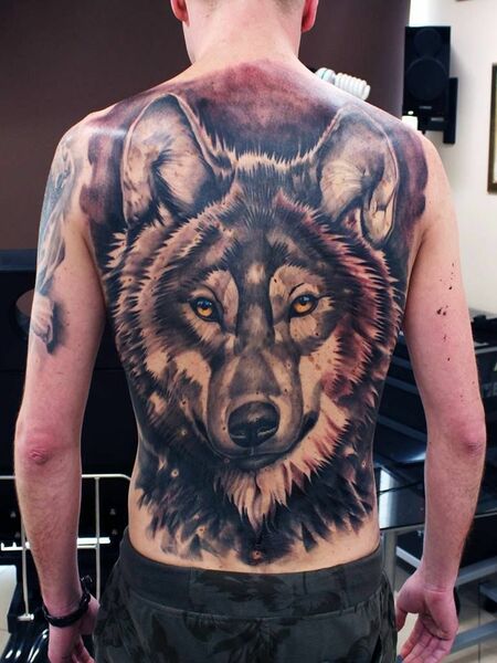 Wolf Back Tattoo