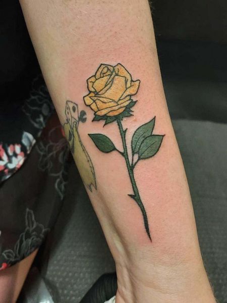 Wrist Yellow Rose Tattoo