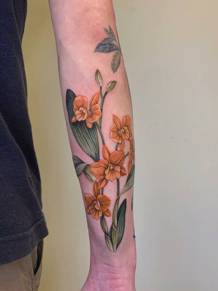 Yellow Orchid Tattoo