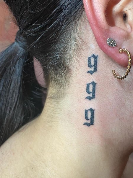 999 Neck Tattoo