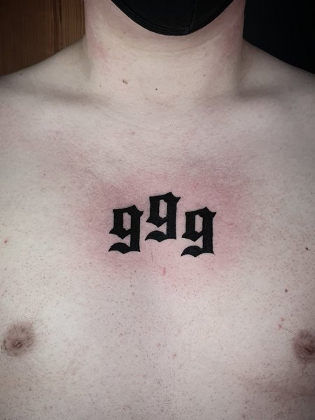 999 Tattoo On Chest