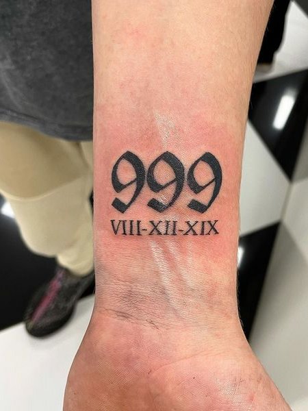 999 Tattoo On Wrist