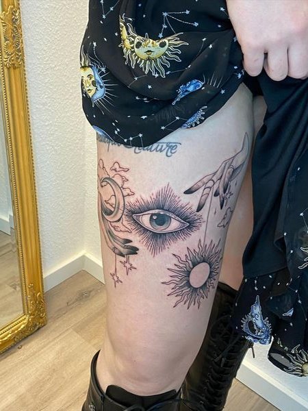All Seeing Eye Leg Tattoo