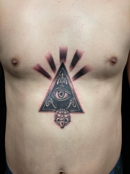 All Seeing Eye Stomach Tattoo