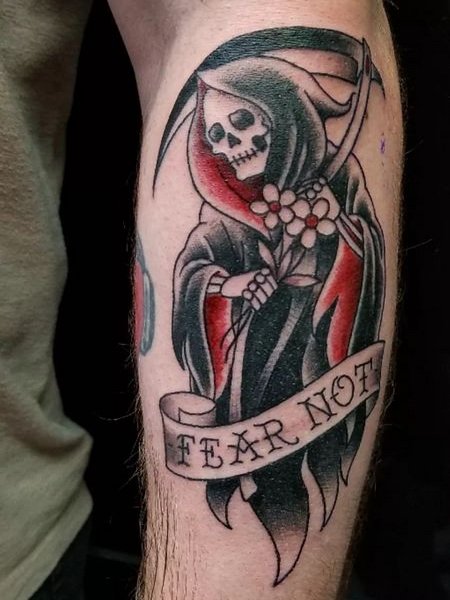 American Traditional Grim Reaper Tattoo